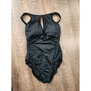 Womens M Black 1 piece bathing suit